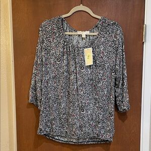 Michael Kors Black and White Patterned Blouse